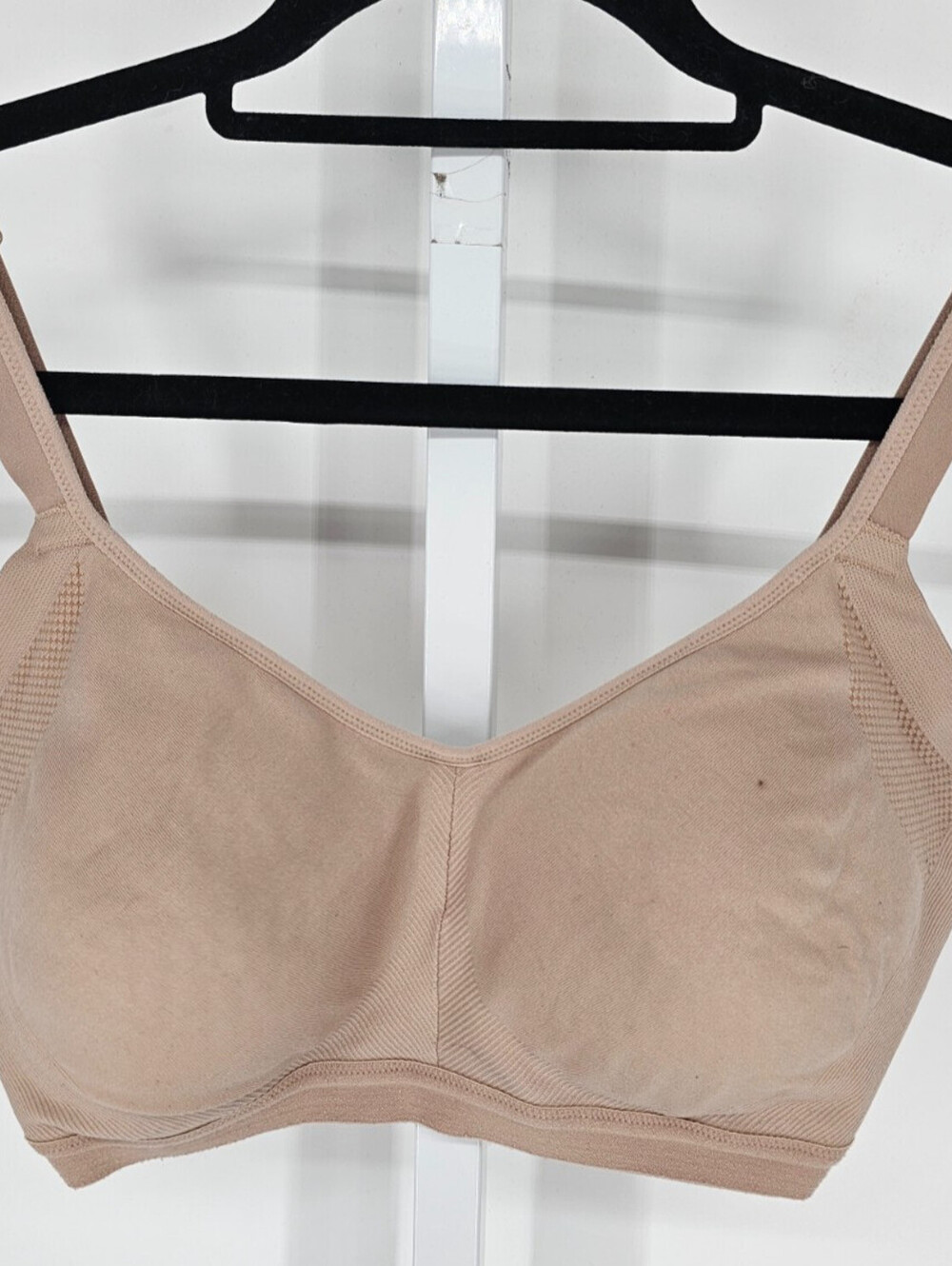 Warners Womens Sz L Wireless T Shirt Bra Solid Beige